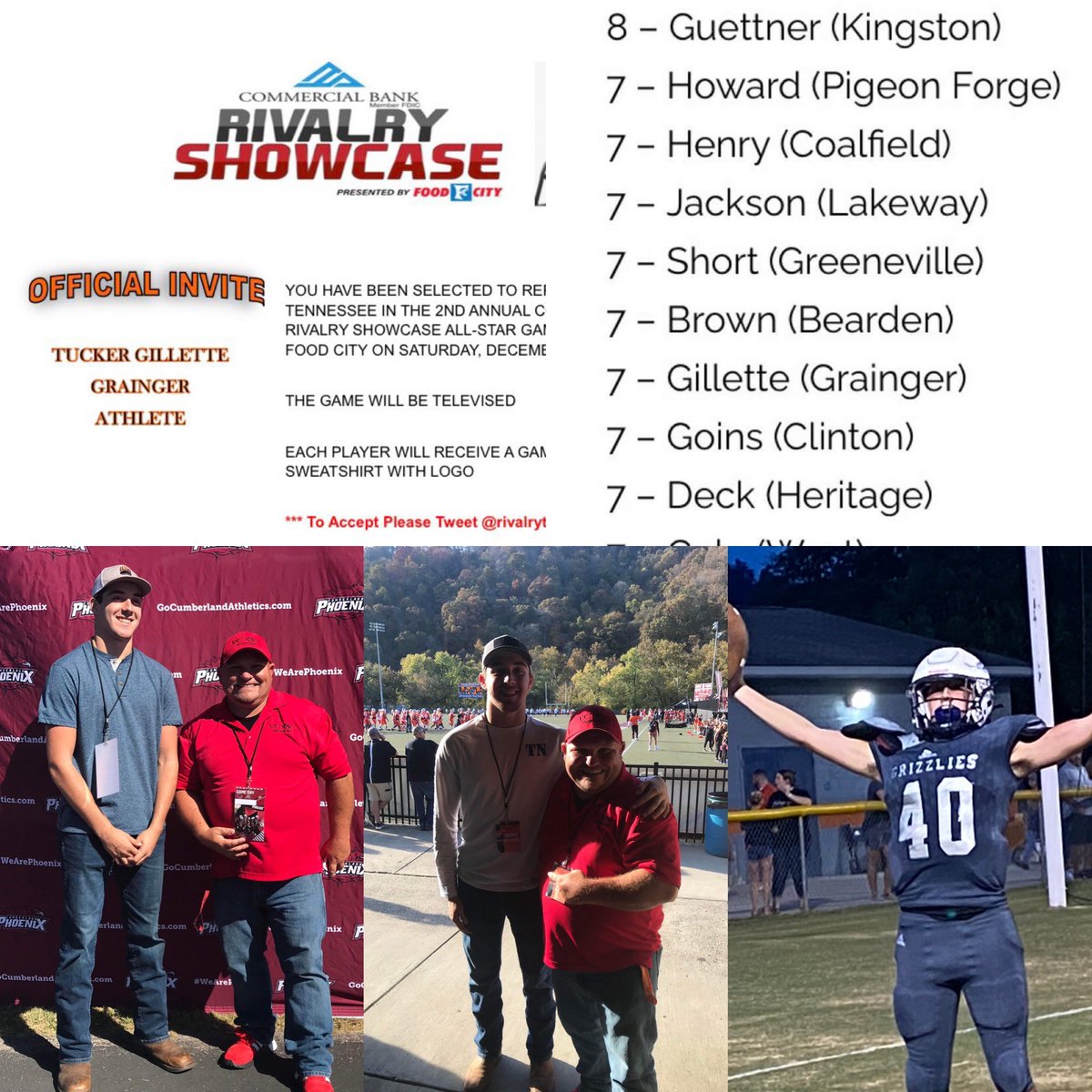 College coaches don’t miss on this kid <a href="/GilletteTucker/">Tucker Gillette</a> class of 2023 6,2 185 lbs gpa 3.3 act 21 he plays outside linebacker and running back he had 96 solo tackles his jr year he is a baller and is tough as they get he has 1 offer looking for more don’t miss out!