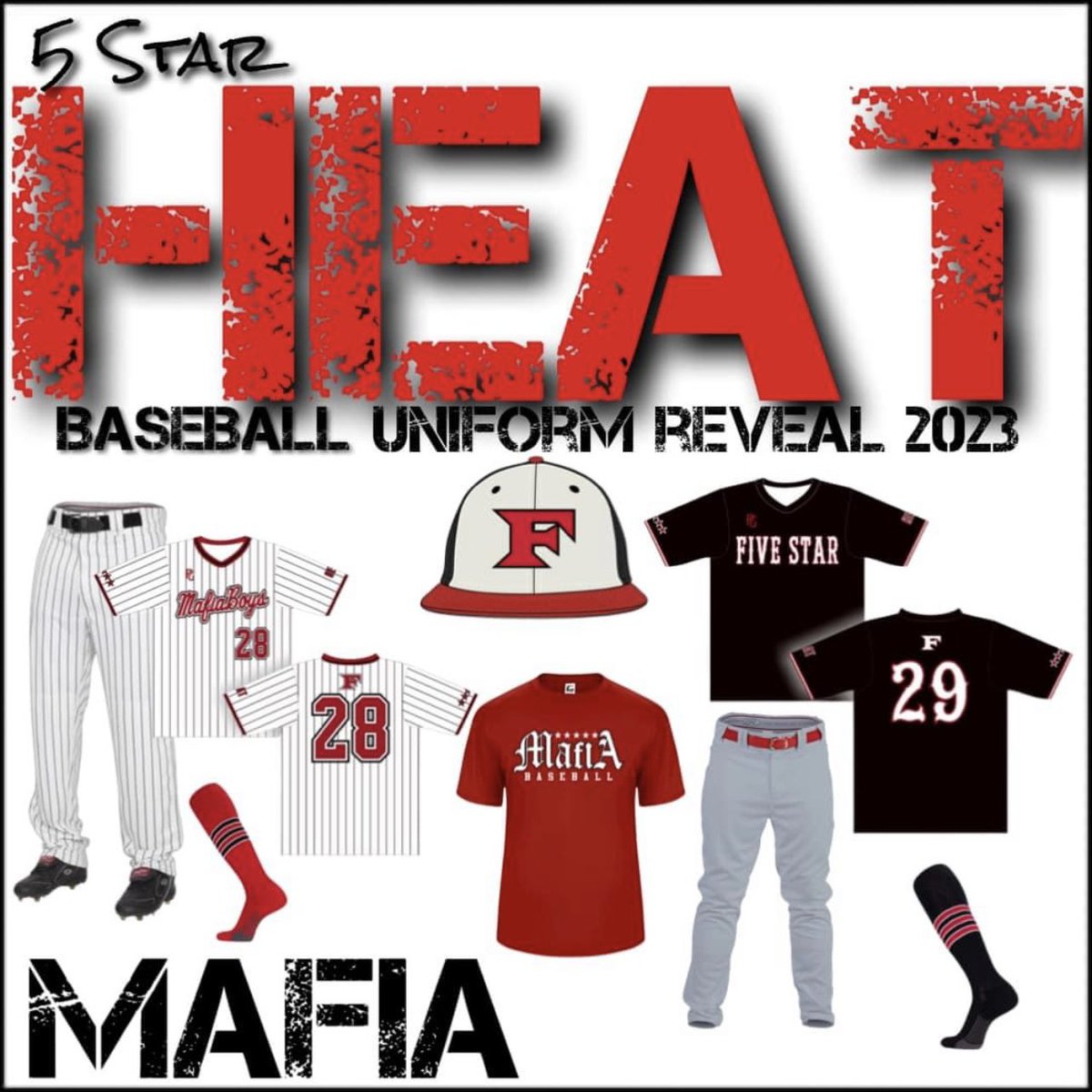 thedirtbagsyth's tweet photo. Introducing the 2023 Five Star Heat Baseball Uniforms! It’s time for a new year, new season, with new opportunities! New Year, New Drip! Looking forward to this years season as we get to see the athletes shine and do what they do best! It’s almost time, LETS GO! 
#5StarHeat https://t.co/jFujuf65gA