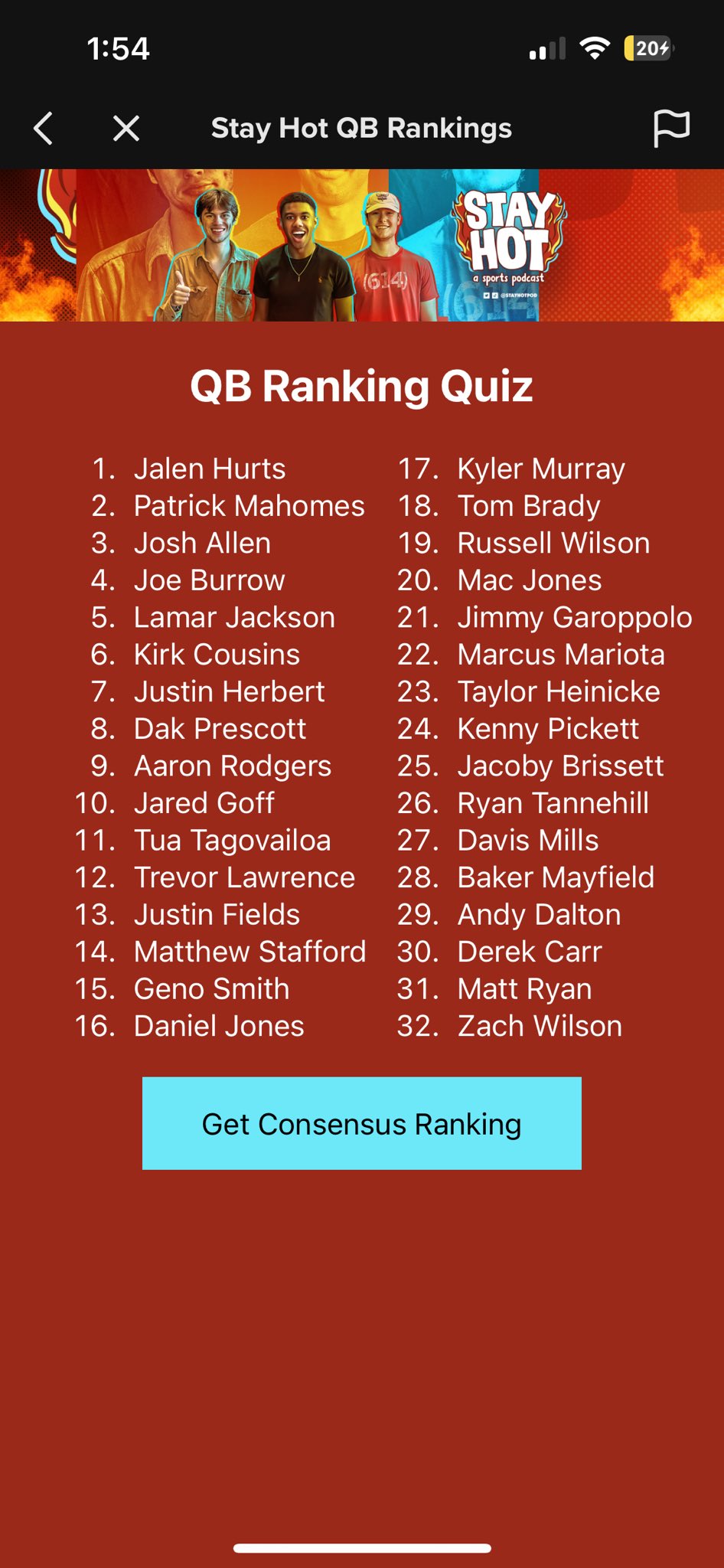 spoonmansports556 on Twitter "My top 32 starting QBs from the