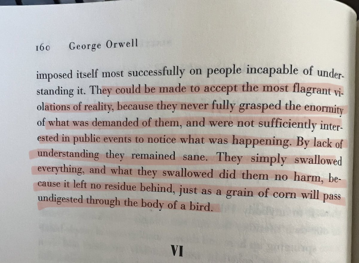 roxsalt's tweet photo. Book written in 1942, imagining what a totalitarian 1984 would look like, but accurately describes 2023... 😬 crazy, right? https://t.co/x2BFkposGL