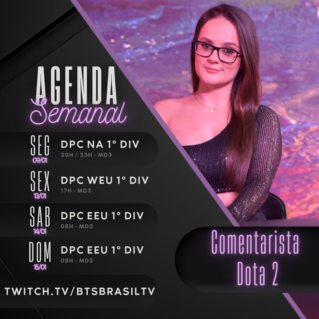 taynerous's tweet image. Salve galera! 

A primeira temporada de 2023 do Circuito Profissional de Dota 2 já começou 😍 Todo domingo vou postar aqui minha agenda semanal de jogos que estarei como comentarista lá no canal da @btsbrasiltv 💜  

👉 Twitch.tv/btsbrasiltv 

#dota2 #dpc2023
