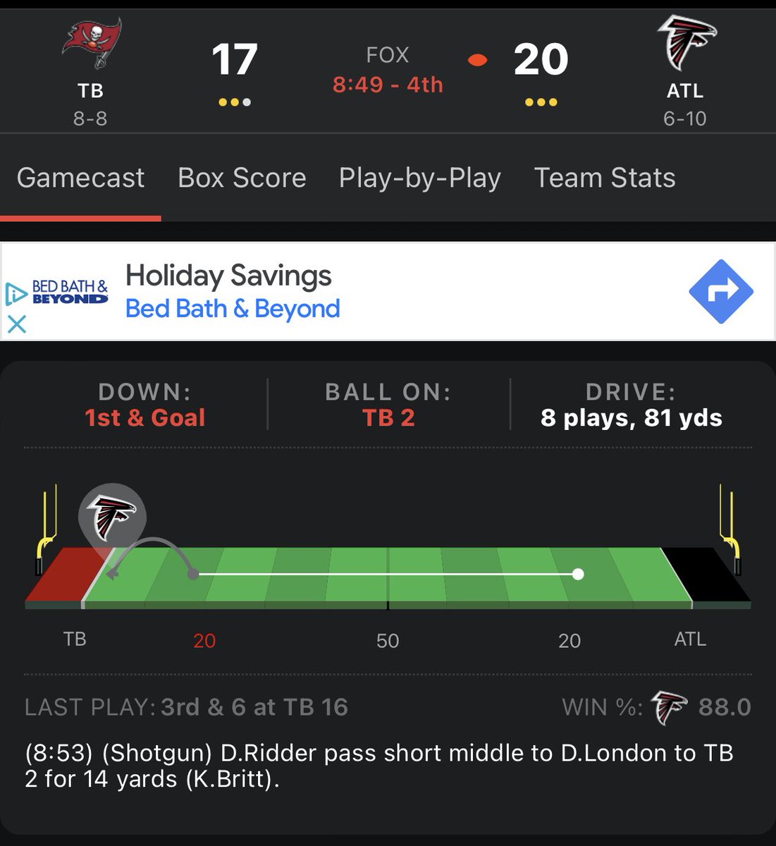 _mp89's tweet image. 4 for 5 on touchdown scorers and Drake London down at the 2 yard line from a +12,000 parlay.

Excruciating Pain.