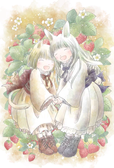 うさぎさんと白猫さん。#白猫さん 