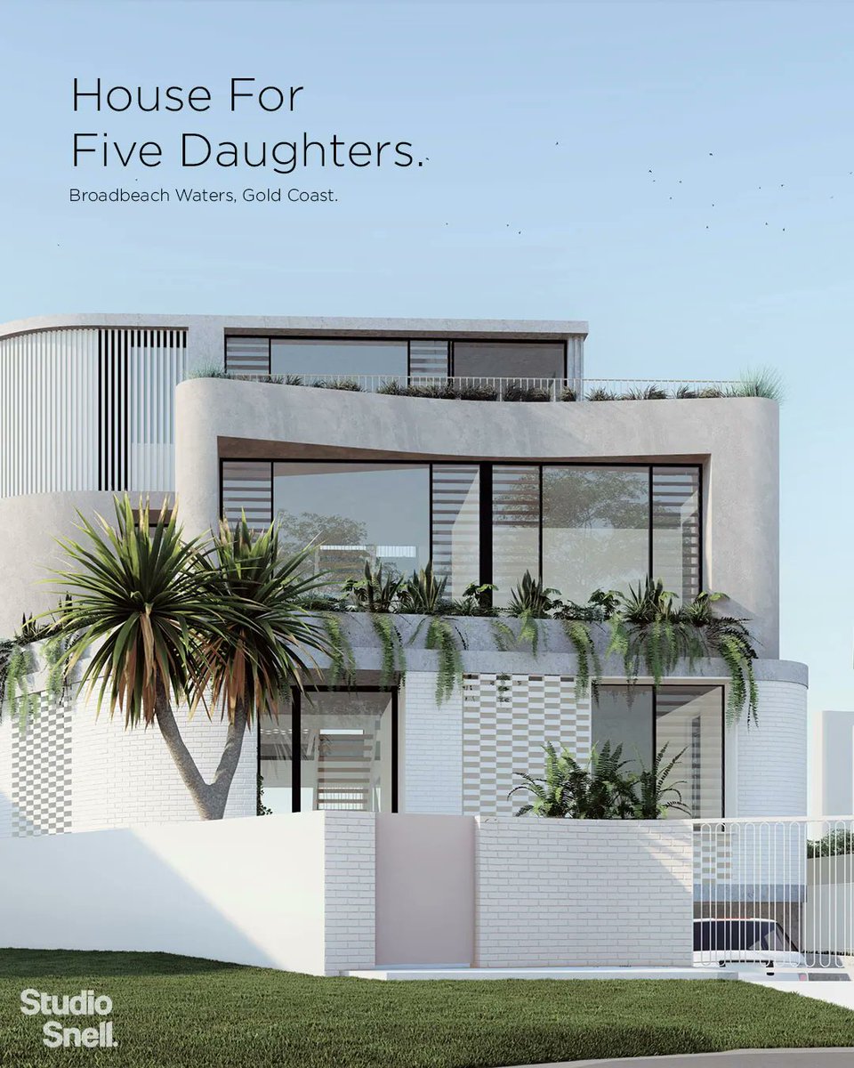 House For Five Daughters.
Broadbeach Waters, Gold Coast. 
We are lucky to design Forever Homes for all types of families and designing a home for a family with five daughters was never going to be lacking inspiration!