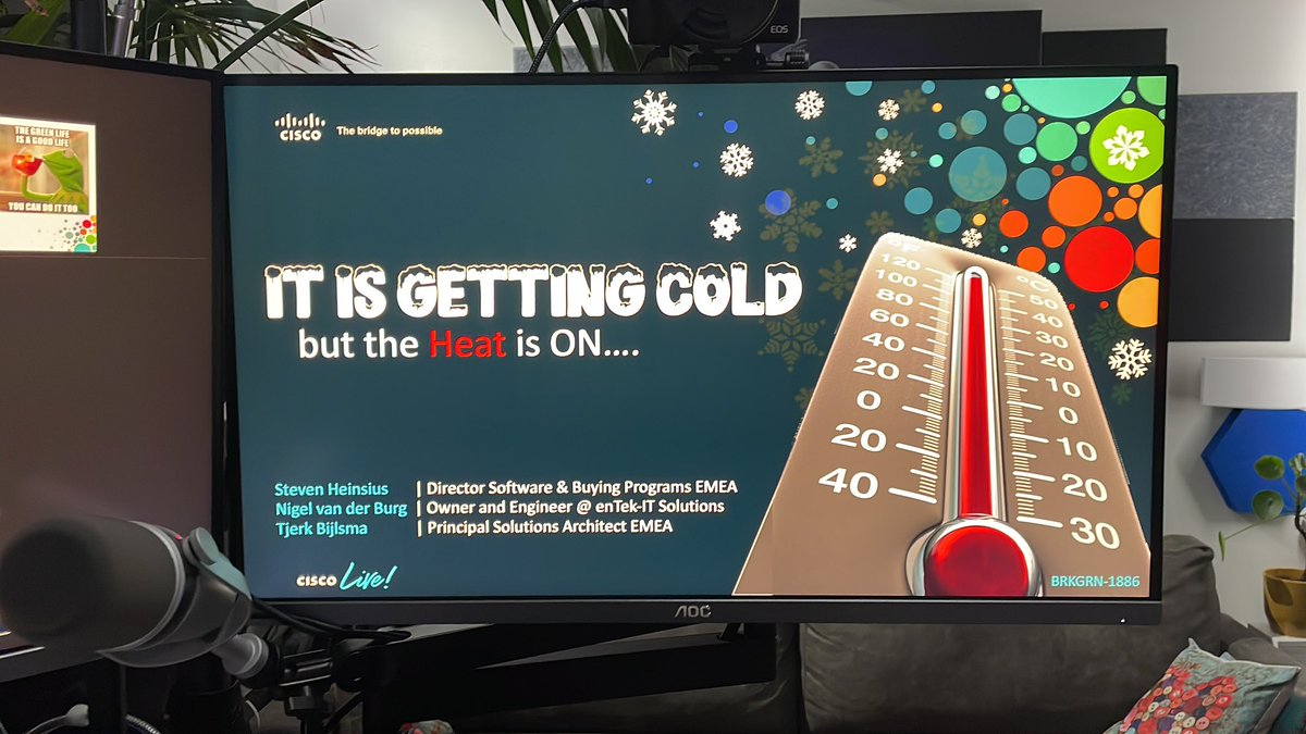 Working very hard on my brand new talk track for Cisco Live 2023 in Amsterdam. It's all about reducing energy (and lowering costs) using technology. 

Super proud of the work in progress - and honored to have with me on stage <a href="/Nigelvanderburg/">Nigel van der Burg</a> en <a href="/tjerkbijlsma/">Tjerk Bijlsma</a>