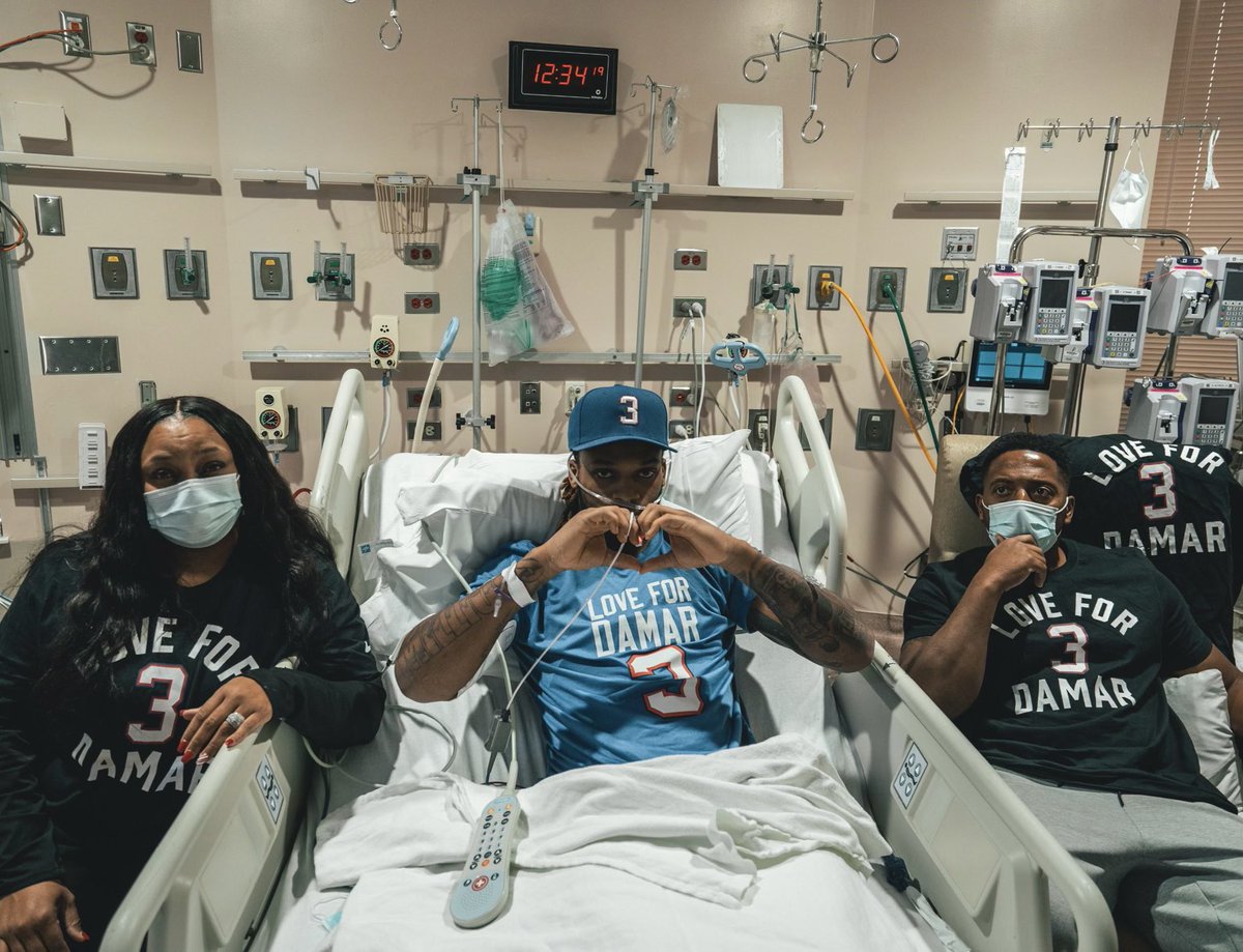 Damar Hamlin taking in the Bills game from the hospital 🙏 ❤️ (via @HamlinIsland)