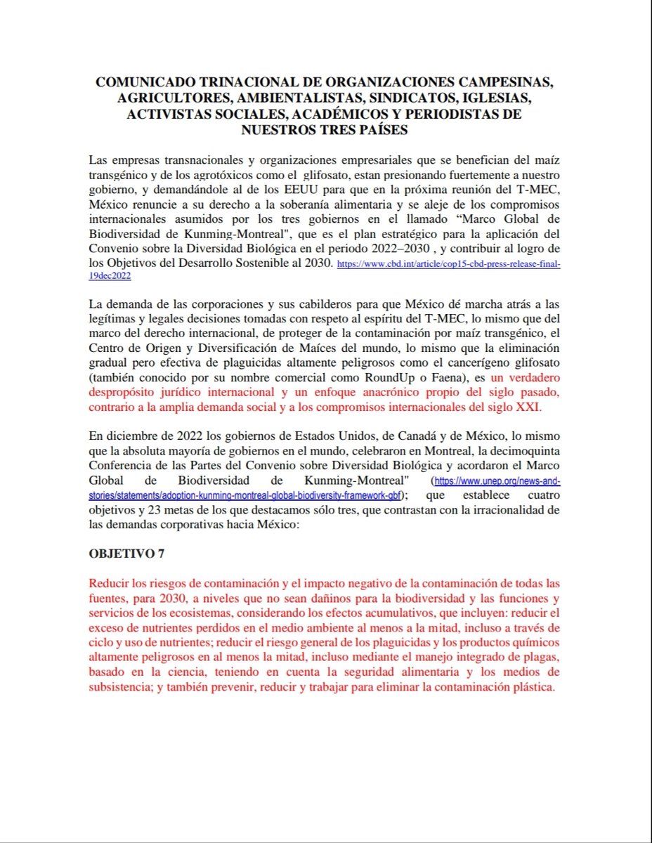 cnsmnhpmx's tweet photo. 📢  Organizaciones de 🇲🇽, 🇨🇦 y 🇺🇸 rechazamos las presiones de transnacionales que controlan semillas y #agrotóxicos, y de sus aliados agroindustriales, que buscan imponer producción y consumo de #maíztransgénico

Comunicado trinacional 👉🏽 https://t.co/IF39O50hhG
#SinMaízNoHayPaís https://t.co/vpzH4ABAYZ