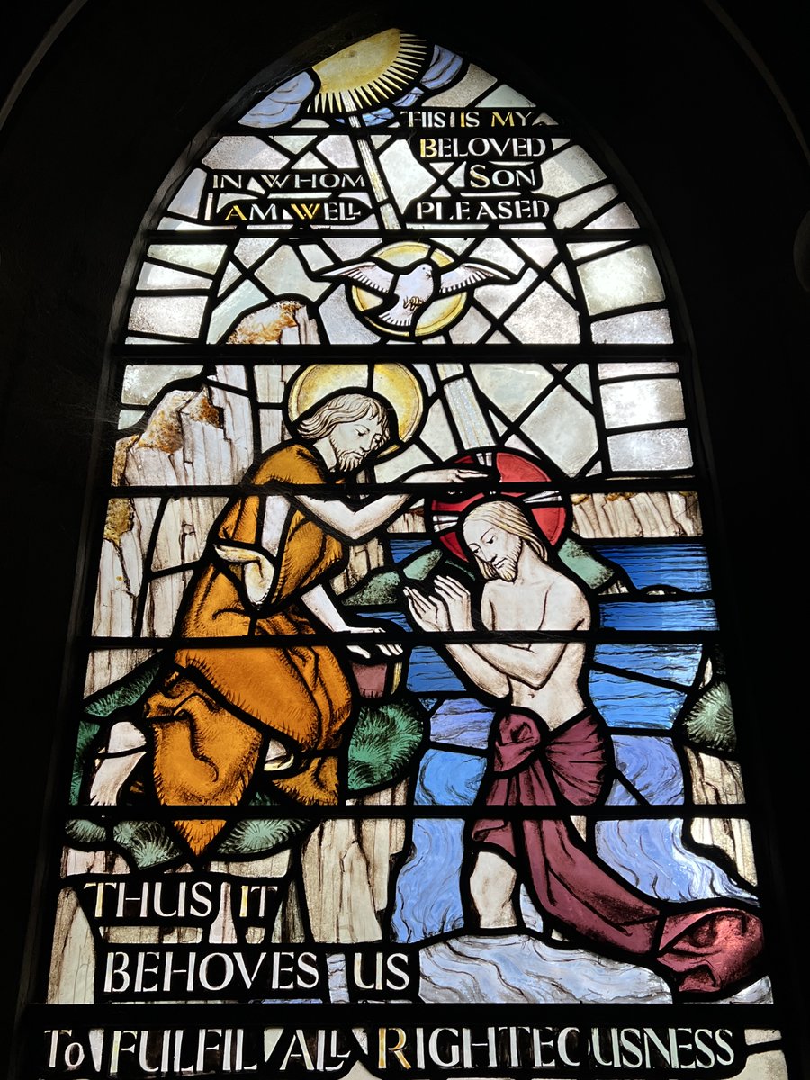 Baptism of Christ
St Barnabas stained glass window in the baptistry.