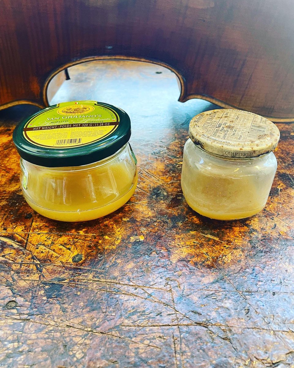 FeinViolins's tweet photo. There are different ways to mark the passage of time. For me, the luthier, one marker is when it's time to replace the (emptied & washed) Marinated Artichoke Hearts glue jar. #Luthier #ViolinMaker #HideGlue #Violin #Viola #Cello #FeinViolins #FineViolins https://t.co/7qk2mxxbgb