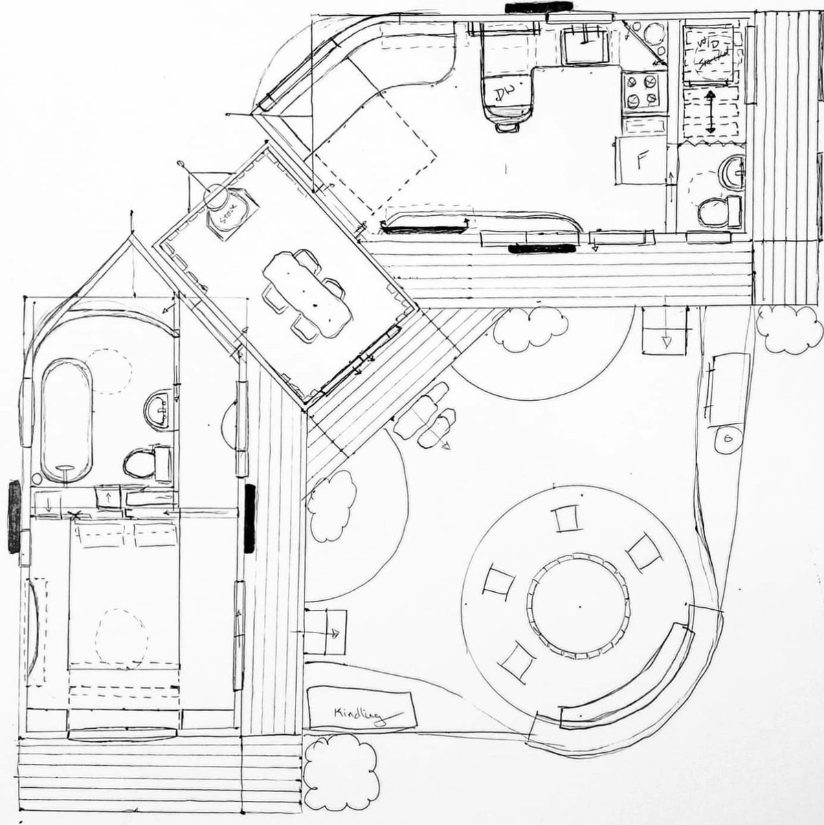BirdDabble's tweet image. Tiny House Concept - The Whimbrel
Two 10x30 trailers and one 7x10, connecting to make one big not-so-tiny home. Use of outdoor space makes it feel larger and more private. Original design by myself 😊
#tinyhouse #tinyhousenation #tinyhomedesign #conceptart #mobilehome #homedesign