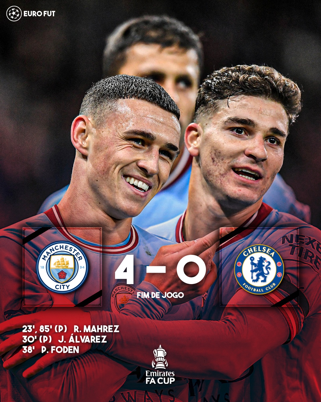 Euro Fut • 𝙁𝙪𝙩𝙚𝙗𝙤𝙡 𝙀𝙪𝙧𝙤𝙥𝙚𝙪 on X: UM PASSEIO NO PARQUE 🚶☕  Sem Haaland e De Bruyne, o Manchester City goleia o Chelsea e avança de  fase na Copa da Inglaterra ⏩🏴󠁧󠁢󠁥󠁮󠁧󠁿