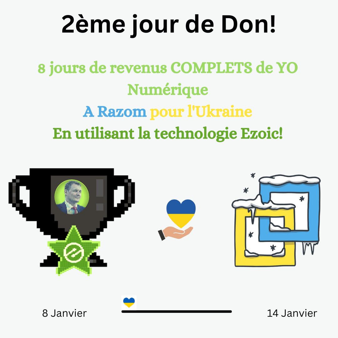 yonumerique's tweet photo. 2ème jour de Don! 8 jours de revenus publicitaires de YB Digital, du Noël orthodoxe au Nouvel An vont à @razomforukraine, avec la technologie  d'@ezoic! Rendons le monde un peu meilleur 💙💛
#donation #donsalukraine #revenupublicitaire #revenuspassifs #editeurweb #aveclukraine https://t.co/NtmS2cxDPY