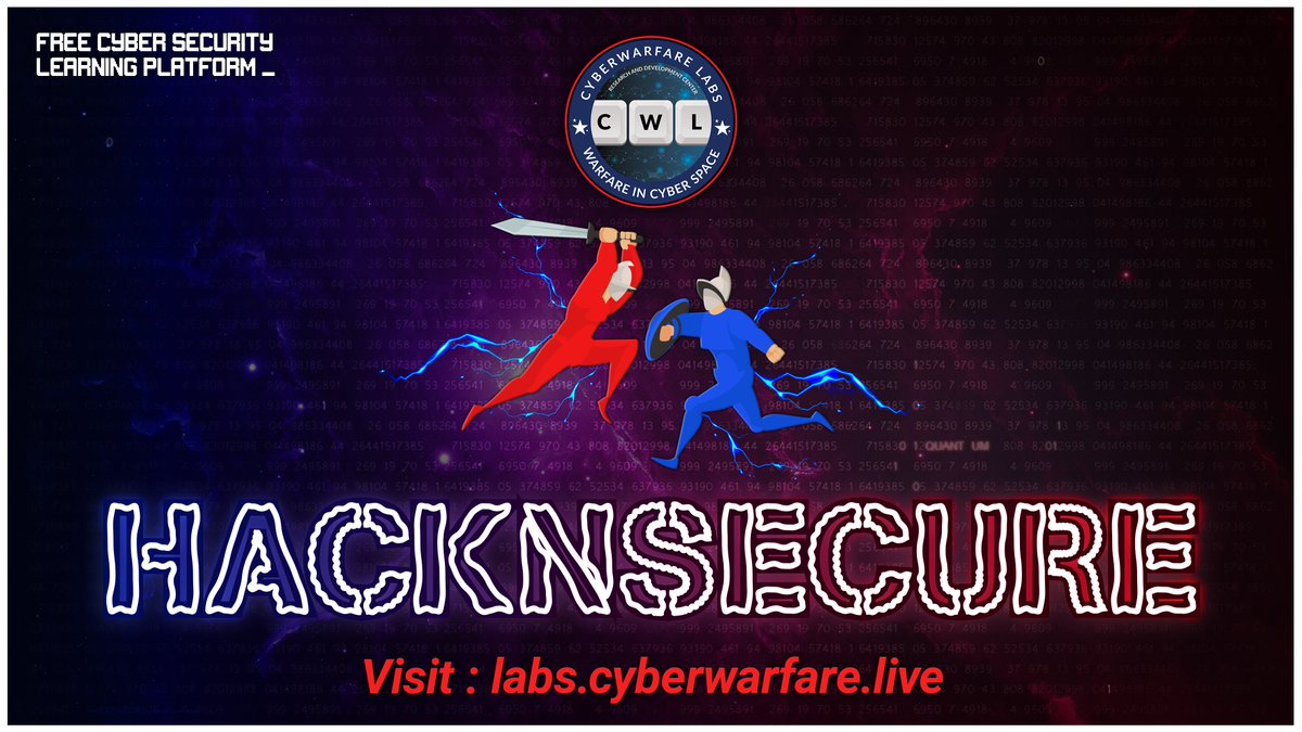 cyberwarfarelab's tweet image. 🎯 Increase your skills in no time 🎯
Practice and learn from our Platform &quot;HACKnSECURE&quot;

Enroll now on the LIVE &amp;amp; FREE platform:
labs.cyberwarfare.live

#cyberwarfare #cybersecurity #hacknsecure #blueteam