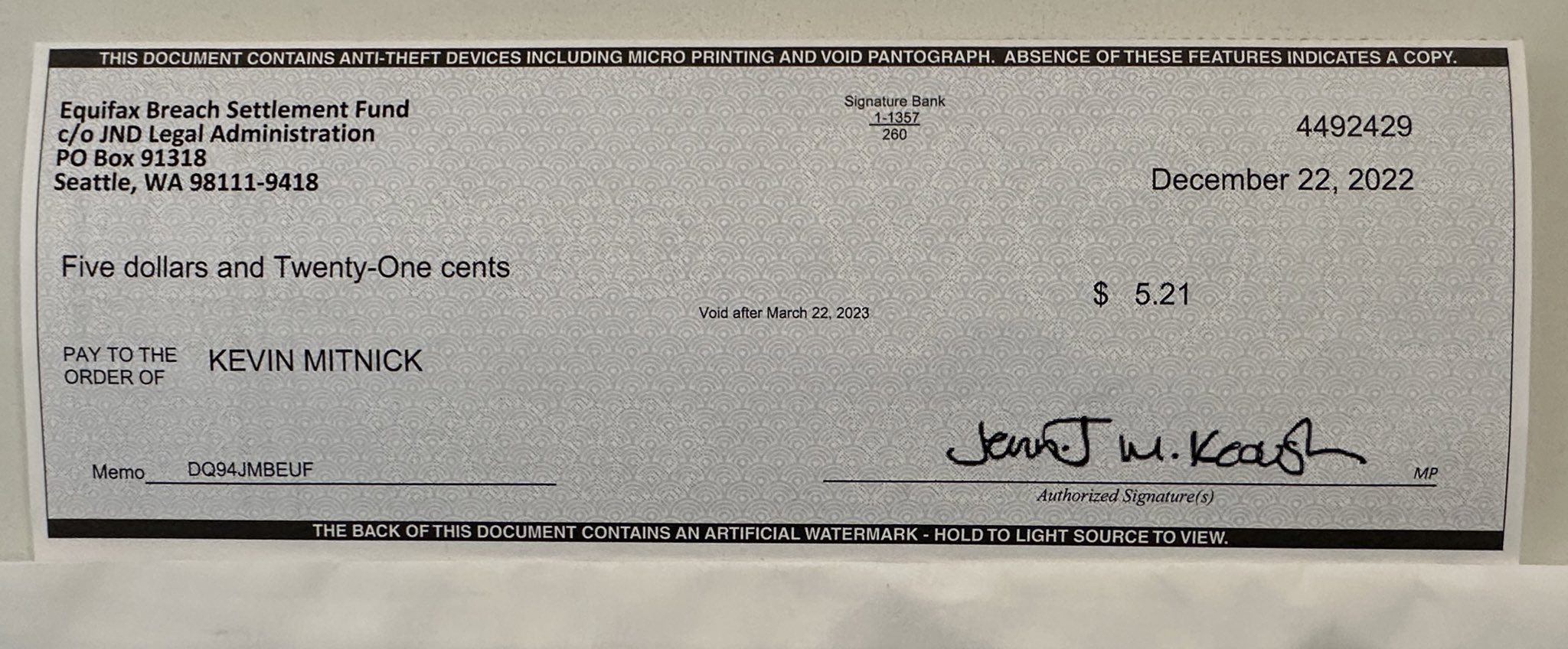 Equifax Settlement Claim Status