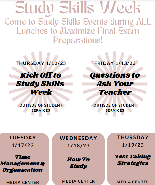 AFHSstudentserv's tweet photo. Study Skills Week! Between Jan 12-19, Student Services will offer different study skills tips each day during lunch. Learn more here: https://t.co/lCxJSkBwq8
@apexfriendship @AFHSannounce @afhsptsa https://t.co/5BVNRQULIh