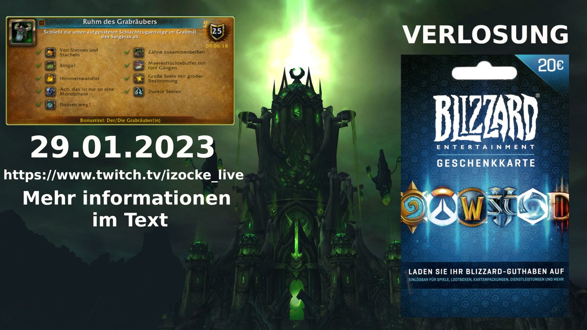 IZocke's tweet photo. Hallo zusammen. Das nächste Event steht an. „Ruhm des Grabräubers“ würde ich gerne mit euch machen.
- Wo? https://t.co/7Gi4qjlZxA
- Wann? 29.01.2023 (Sonntag)
- Start ca.: 09:30 h
- Werden bestimmte Klassen benötigt? Dämonenjäger wären ganz toll. (1-2)
#wow #grabmal #erfolge https://t.co/YWTnYRSDfE