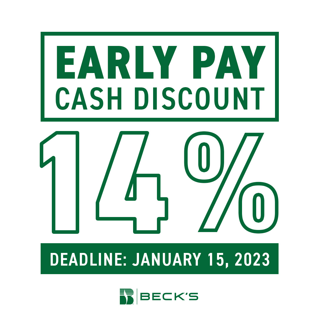 Put money back in your pocket by ordering early and take advantage of our cash discount payment deadlines before it's too late! 💸

Pay early and secure your 14% cash discount with payments now through January 15. Contact your local dealer or call 800.937.2325 for an invoice!