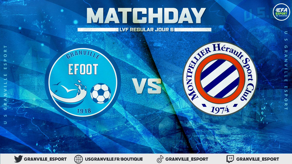 US Granville eSport (@usg_esport) on Twitter photo ๐๏ธ | Programme
๐ | <a href="/eSportFA_FR/">ESPORT FOR ASSOCIATIONS</a>
LFV REGULAR EDITION III - Day 6
๐ | <a href="/MhscPro/">MONTPELLIER HSC PRO CLUB</a>
โ | 22:45
Reprise de la LFV, victoire obligatoire pour rester en tรชte du classement !
#AllezGranville <a href="/eSportFA_FR/">ESPORT FOR ASSOCIATIONS</a> ๐ตโช๏ธ ๐๏ธ | Programme
๐ | <a href="/eSportFA_FR/">ESPORT FOR ASSOCIATIONS</a>
LFV REGULAR EDITION III - Day 6
๐ | <a href="/MhscPro/">MONTPELLIER HSC PRO CLUB</a>
โ | 22:45
Reprise de la LFV, victoire obligatoire pour rester en tรชte du classement !
#AllezGranville <a href="/eSportFA_FR/">ESPORT FOR ASSOCIATIONS</a> ๐ตโช๏ธ