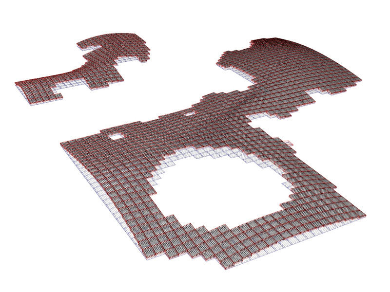 oliebana's tweet image. El diseño #paramétrico del #encofrado de las #Colinas es un proyecto complejo en sí mismo. A partir del modelo 3D se automatizaron los planos de replanteo de 1500 mesas de encofrado y los datos para la máquina de CNC de 10.000 cuñas de madera de apoyo, colocados por sistema GPS..