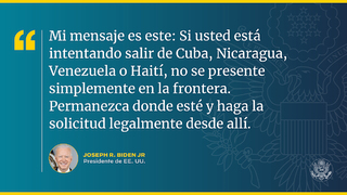 USEmbCuba's tweet image. Las personas que crucen irregularmente la frontera después de la fecha de este anuncio no podrán acogerse al proceso probatorio y serán expulsadas a México, que aceptará el retorno de 30.000 personas al mes de estos cuatro países que no utilicen estas nuevas vías.