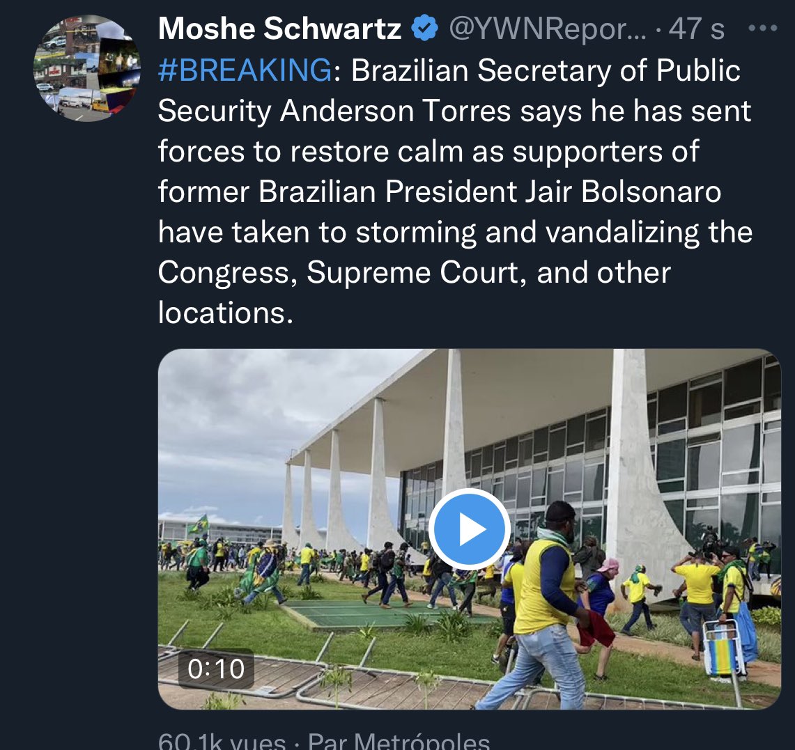 VictorCahat's tweet image. 🚨L’extrême-droite Brésilienne a envahi la Cour Suprême et le Parlement au Brésil ! Bolsonaro, Poutine : les amis de Marine sont les ennemis de la démocratie. #MarinePoutine #MarineLePen