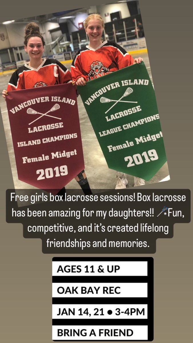 Victoria area free female box lacrosse sessions coming your way! This sport has been amazing for my daughters! Come check it out. #yyj #yyjsports #boxlax #lacrosse #girlssports 🥍