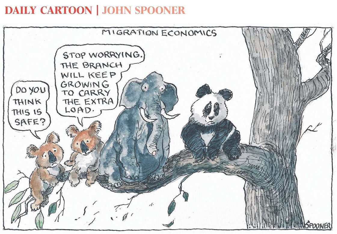 reduceimmigratn's tweet photo. Brilliant cartoon by John Spooner in @australian on 5 January 2023. https://t.co/Ub1PcAPR0S