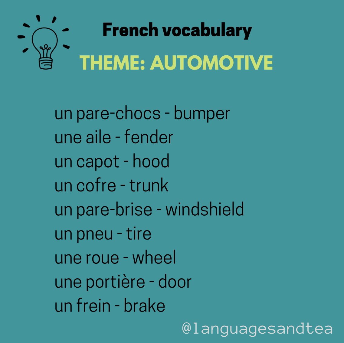 languagesandtea's tweet photo. If you have to talk about your vehicle, do you know the vocabulary? 🇫🇷 https://t.co/TSs7Z4Bn8O