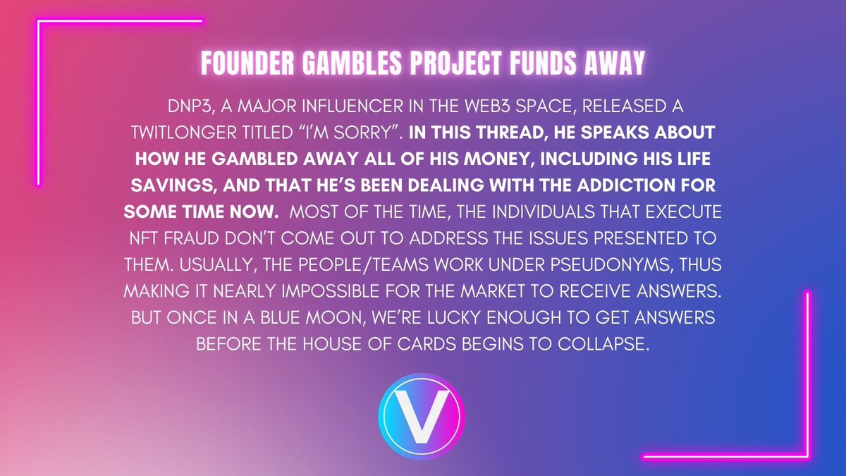 FOUNDER GAMBLES PROJECT FUNDS AWAY!