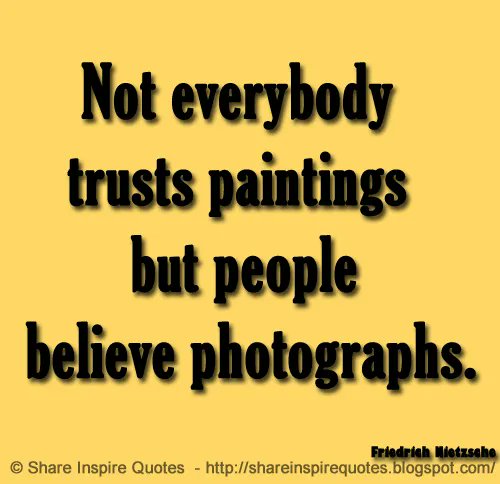 Not everybody trusts paintings but people believe photographs. ~Ansel Adams
 
Website - bit.ly/3Xhwpmy 

#famouspeople #famouspeoplequotes #AnselAdams #AnselAdamsQuotes #famousquotes #quotes #quotestoliveby #MondayMotivation #whatsapp #whatsappstatus #shareinspirequotes