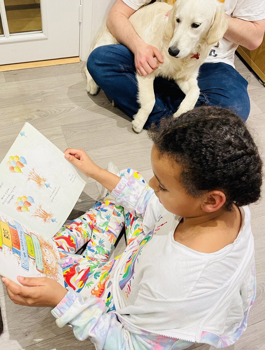 OurAdventures10's tweet photo. Sunday night reading time with Holly. She was a very attentive listener today &amp; didn’t try to eat the book! 📚🦮 https://t.co/PFyoXe2RxI
