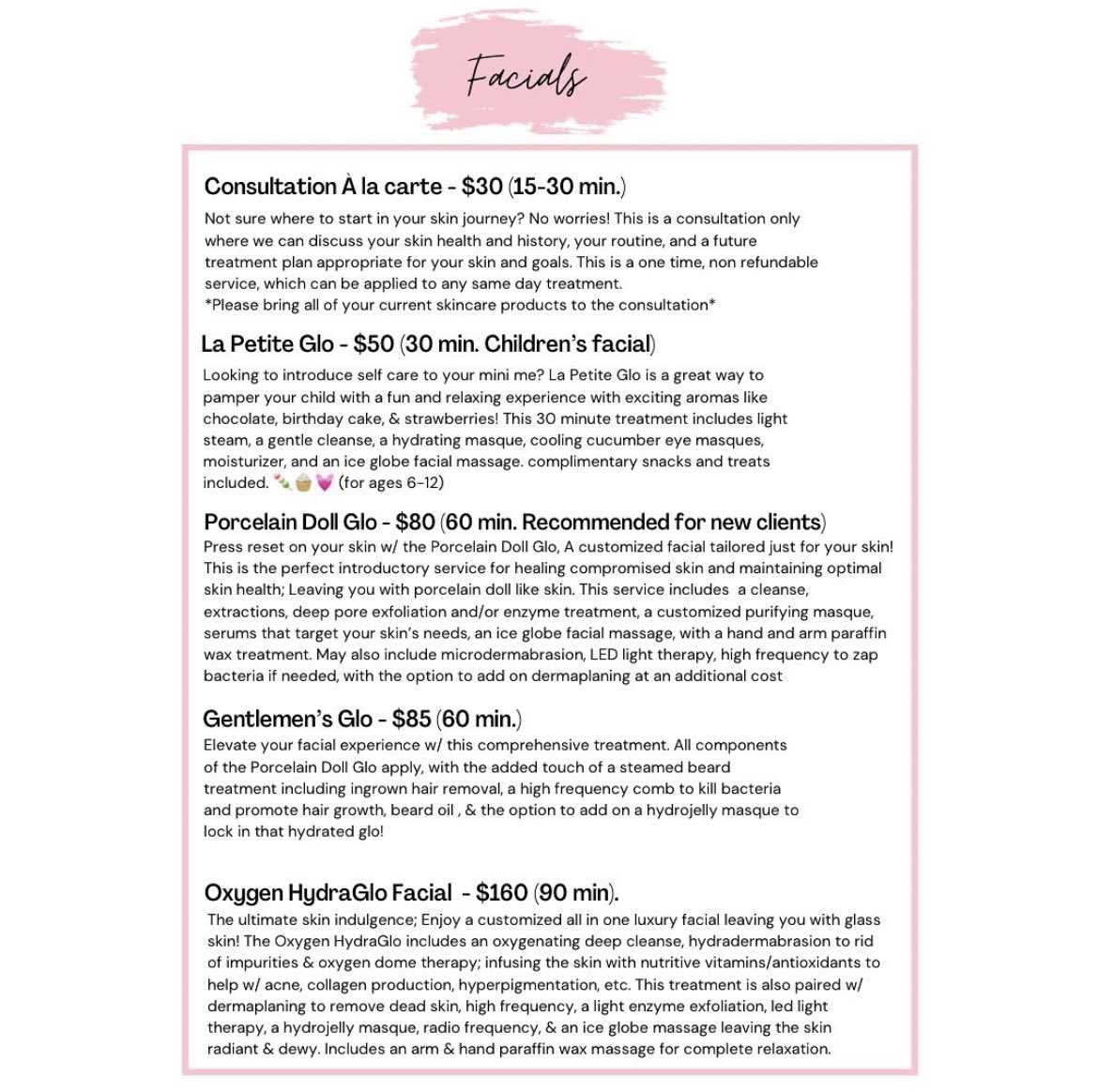 GLOSKINLAB's tweet image. new services +prices at the glo skin lab 
💓💵 vagaro.com/globypriyachan…