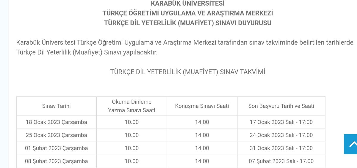 🕑 MUAFİYET SINAVI DUYURUSU 🕑
Başvuru ve daha fazla bilgi için 👇
tomer.karabuk.edu.tr/icerikGoster.a…