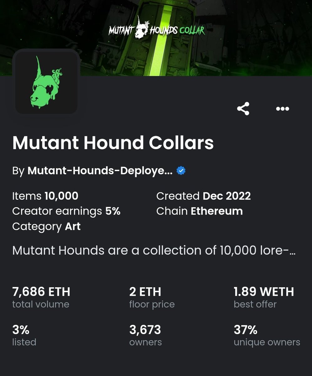 🚨 <a href="/MutantHounds/">Mutant Hounds</a> UPDATE 🚨

2.0 ETH fp => new ATH

🔥🔥🌕 !Howl #MutantHounds