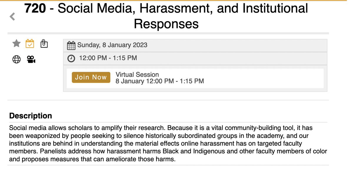 DrDadabhoy's tweet image. Happening now @MLAnews roundtable on social media harassment. Join us on Confex. We invite you to use the hashtag #MLATwitterEthics to share ideas and suggestions about how Twitter can be a safer space for scholars of color/marginalized scholars. #MLA2023.