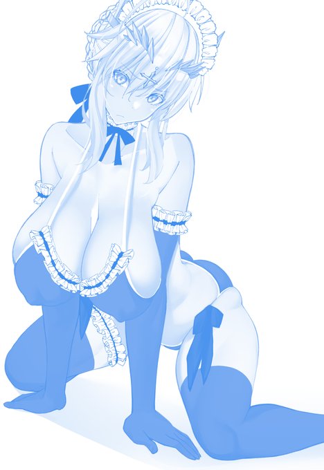 メイド水着を着るように命じられて嫌そうな乳王陛下rkgk 基本塗り～
#FGO 