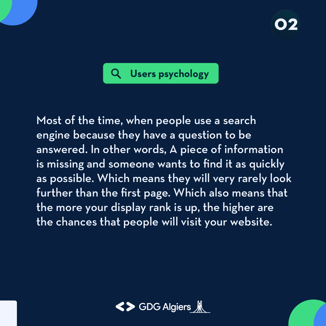 GDG_Algiers's tweet photo. What would be better than your website appearing on the first page of a search engine like Google 🤔? If you want to know how to make it happen, learn with us along this tweet the “SEO optimization” secrets ✨
#GDG #GDGAlgiers #webdevelopment #webdev #SEO #google #webitup https://t.co/mAo7FFrEfF