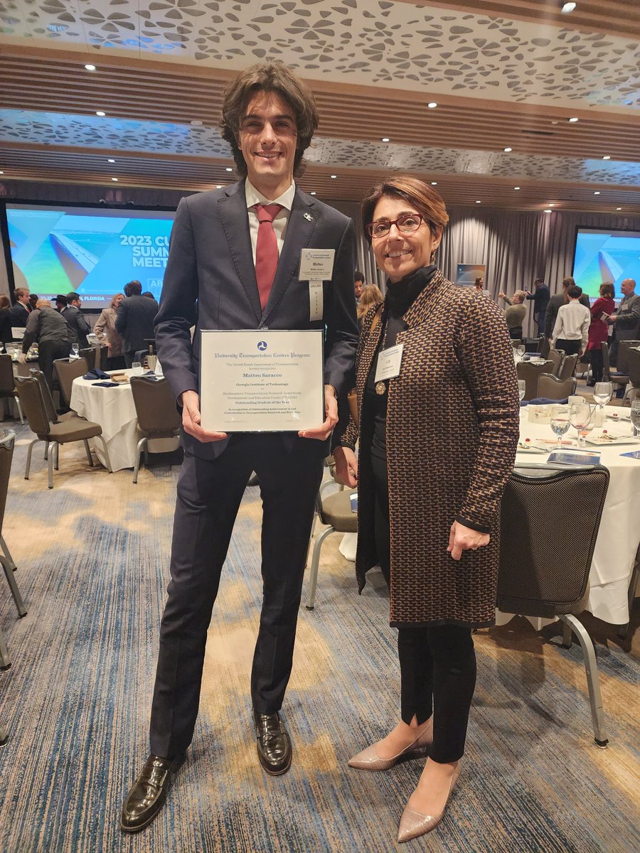 Congratulations to Matteo Saracco of Georgia Tech for being selected as the STRIDE Center's Student of the Year, Honored last night during the CUTC Awards Banquet during #TRBAM <a href="/CUTCResearch/">CUTC</a> <a href="/GeorgiaTech/">Georgia Tech</a> <a href="/Research_USDOT/">U.S. DOT Research and Technology</a>