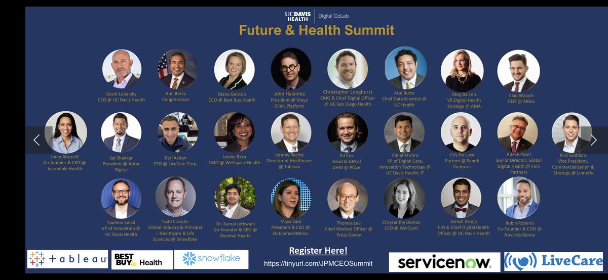 KeisukeNakagawa's tweet photo. Full day of panels, fireside chats, and roundtables by #healthcare leaders from across industry &amp; academia. @ucdaviscolab #FutureAndHealth CEO Summit @jpmorgan #jpm2023 
#health #healthcare #digitalhealth https://t.co/GLF6irAbFw