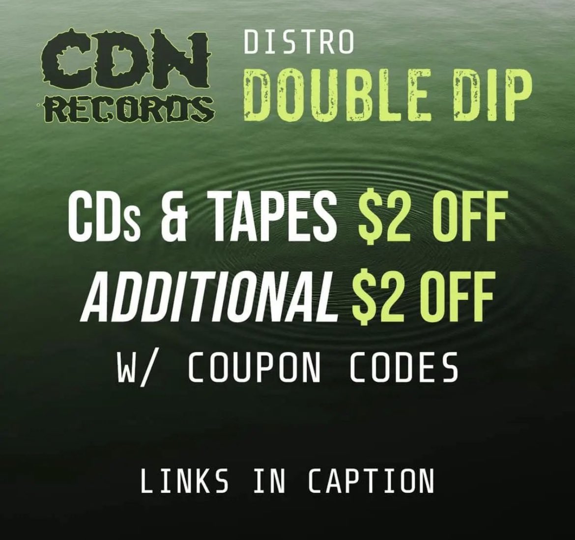 The majority of CDs and tapes at
cdnrecords.com are marked down by $2 and you have
the opportunity to take another $2 off over at CDNrecords.com @cdnrecords #yolo #picoftheday #cdnband 🤟🏼🔥🚨