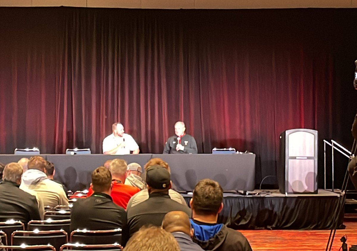 CoachD28_BU's tweet photo. Really appreciate the time @JoeyMcGuireTTU gave to a packed ballroom of eager to learn coaches! Fantastic start to @WeAreAFCA Convention 2023! #PlanToWin #HardestWorking #Toughest #MostCompetitive https://t.co/lMRzYQVfQx