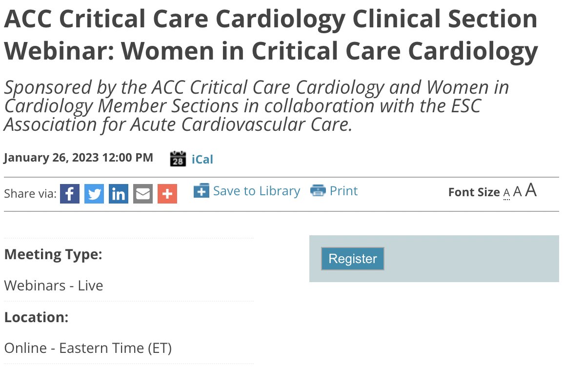 Umair2017's tweet photo. Don't miss out on this @ACCinTouch webinar on Women in Critical Care Cardiology! 👇

When ➡️ 1/26/2023 @ 12 pm (ET)
Register ➡️ https://t.co/AAqdX8jfdL

#ACCEarlyCareer #WIC @BCMHeart @SCAI @AHAScience @txchapteracc #CardioTwitter #ACCFIT https://t.co/yfVPDW7HmY