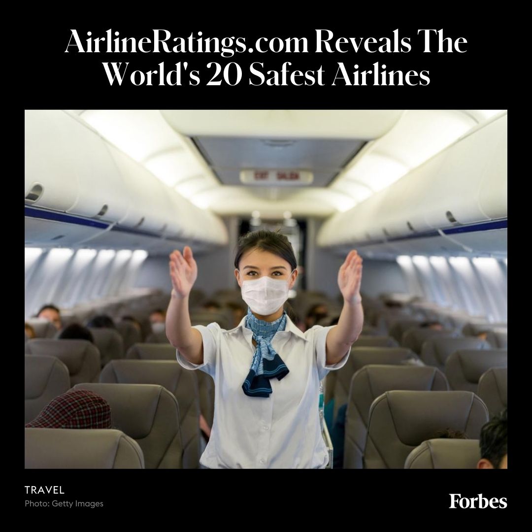 Forbes's tweet photo. https://t.co/ZSEfLJ9ytE has just released its annual list of the world’s 20 safest airlines. The list ranks the largest and best-known carriers—as well as the safest low-cost airlines. https://t.co/MZ3JUGufJw https://t.co/0pqGsLBBo9