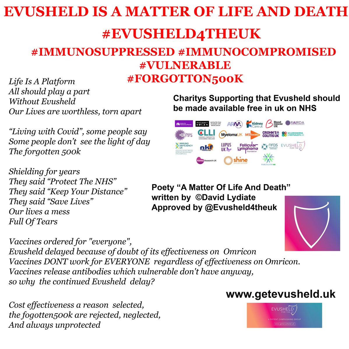 @Rachael_Swindon #Poetry #Evusheld “A Matter Of Life And Death” ©DL
#EVUSHELD4THEUK #Forgotten500k #IMMUNOSUPPRESSED #IMMUNOCOMPROMISED #VULNERABLE #FORGOTTON500K 
#torytorture
#discrimation #protectnhs #Supportnhs #supportnurses