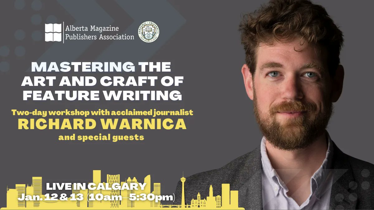 PENCanada's tweet photo. #Calgary Jan12&amp;13 Alberta #writers: this upcoming in-person workshop, presented by @PandemicSchool and @albertamags (Alberta Magazine Publishers Association), offers a discount to journalism students/#PENMembers #pressfreedom #freedomtowrite #freedomtoread #education #access https://t.co/sKyTPp4p42