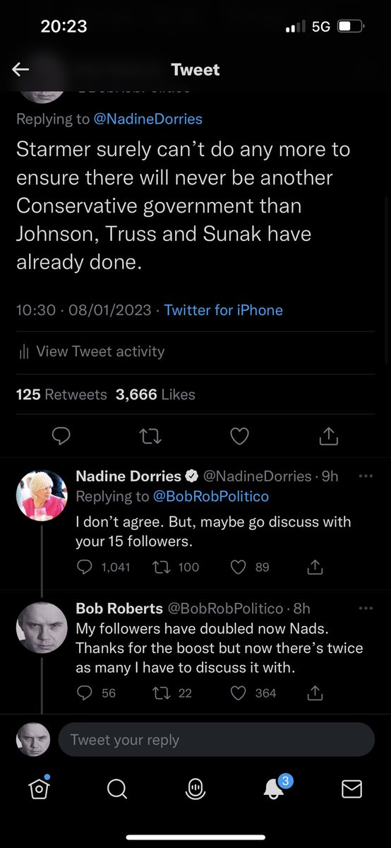 This morning I had a derisory 15 followers. <a href="/NadineDorries/">Rt Hon Nadine Dorries</a> duly derided that number. This evening I have 1186 followers. Thanks to you all, especially you Nads x