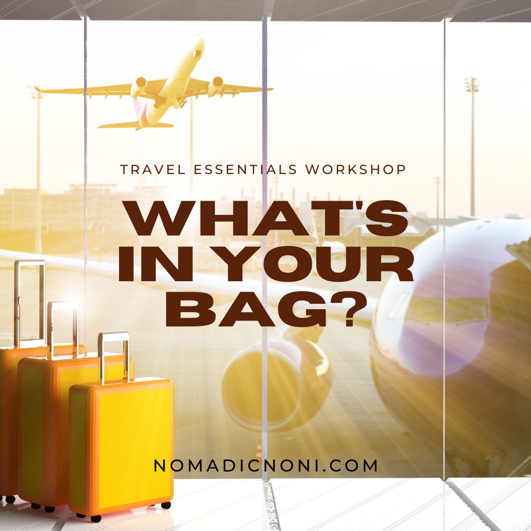 nomadicnoni's tweet photo. What’s in Your Bag? 30+ travel essentials to choose from for your next destination. Learn about these hidden gems you don’t want to leave at home. These essentials will save you time and money.  Register Now! Space is limited.  https://t.co/wmSfaaGT8X #travelessentials #packlife https://t.co/Z0Eqf0dWNJ