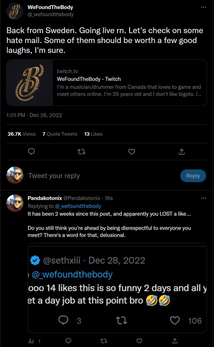 Switching over to another account, bye. tweet media