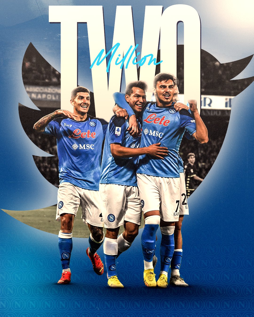 Official SSC Napoli on X: 2️⃣ milioni di cuori azzurri! 2️⃣ milioni di  volte 𝓕𝓸𝓻𝔃𝓪 𝓝𝓪𝓹𝓸𝓵𝓲 𝓢𝓮𝓶𝓹𝓻𝓮 💙  / X
