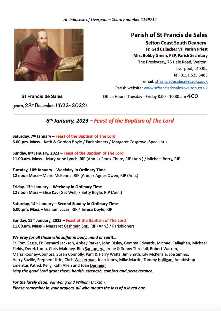 SeftonSouthDean's tweet photo. Newsletter for St Francis de Sales, Walton. https://t.co/HmnA8DM7mG
